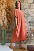 Salcombe Chalk Stripe Cotton Cocoon Dress Rust